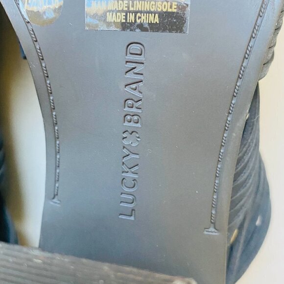 Lucky Brand Women's Black Leather Lace Bootie Open Toe High Heels Size 7.5 M - Picture 8 of 9